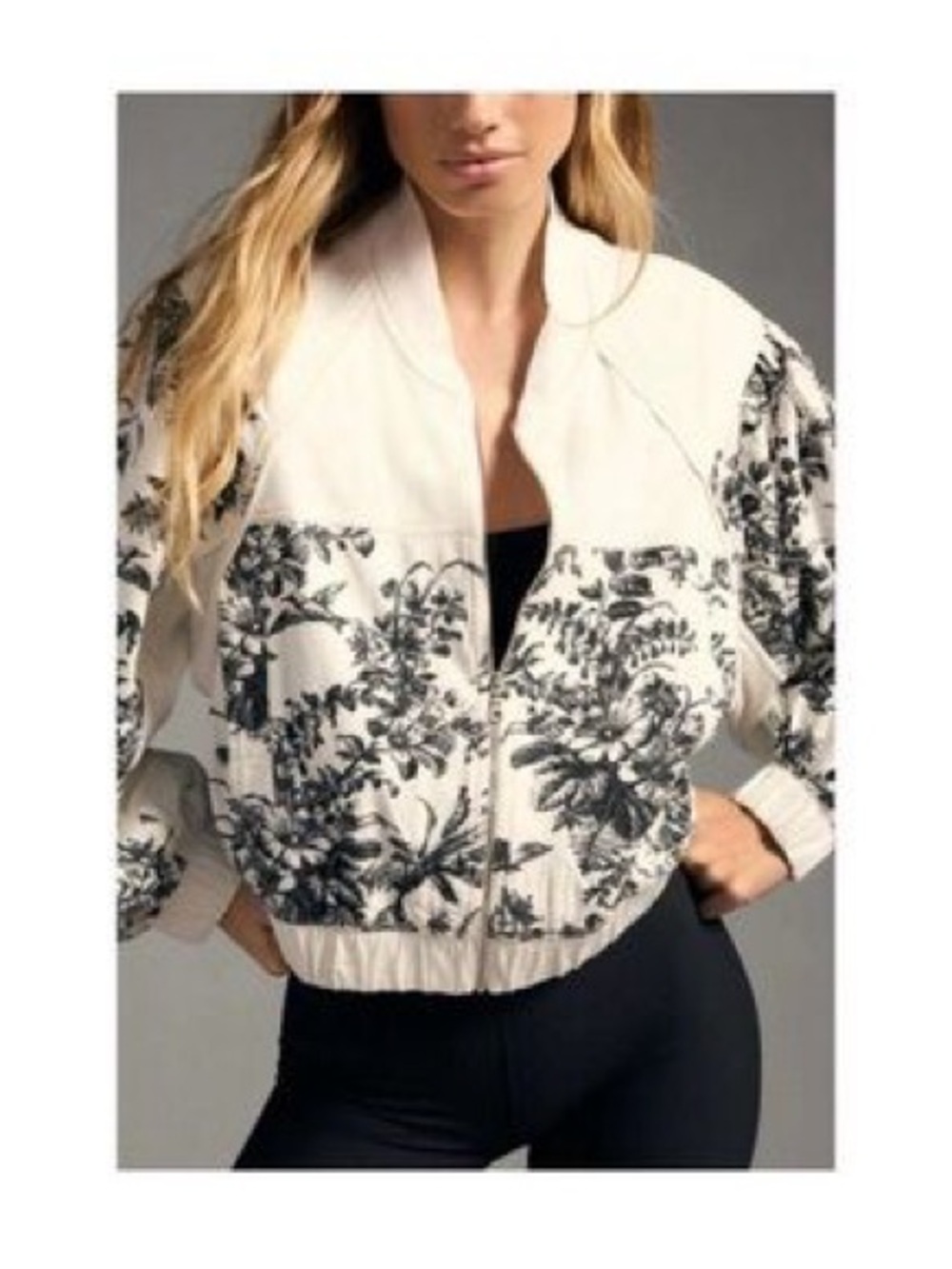 Anthropology Daily Practice Oversized Floral Bomber Jacket